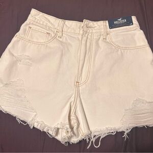 Hollister Cream Distressed Jean Shorts
